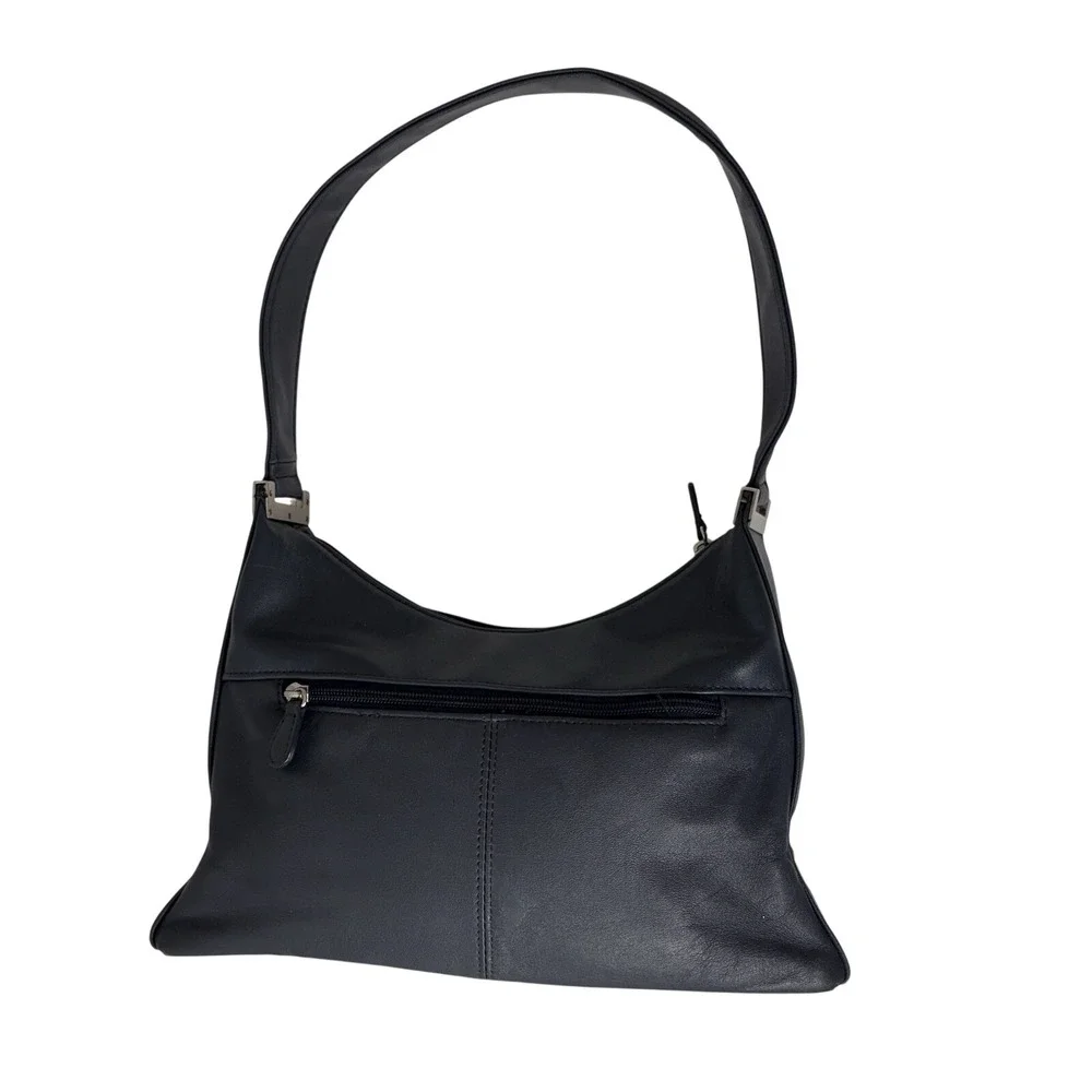 Aurielle Navy Blue Leather Hobo Bag‎ Shoulder Purse Minimalist Y2K Quiet Luxury